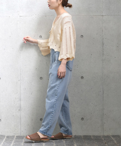 w closet（ダブルクローゼット）の「カギ針編み透かし編みカーディガン（ニット/セーター・レディース・ミント/ライトベージュ/キナリ・FREE）」の5枚目の写真