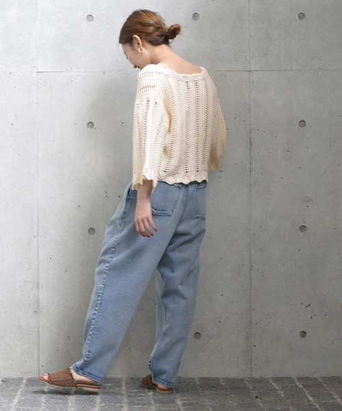 w closet（ダブルクローゼット）の「カギ針編み透かし編みカーディガン（ニット/セーター・レディース・ミント/ライトベージュ/キナリ・FREE）」の6枚目の写真