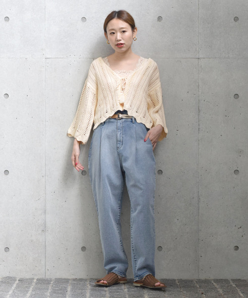 w closet（ダブルクローゼット）の「カギ針編み透かし編みカーディガン（ニット/セーター・レディース・ミント/ライトベージュ/キナリ・FREE）」の8枚目の写真