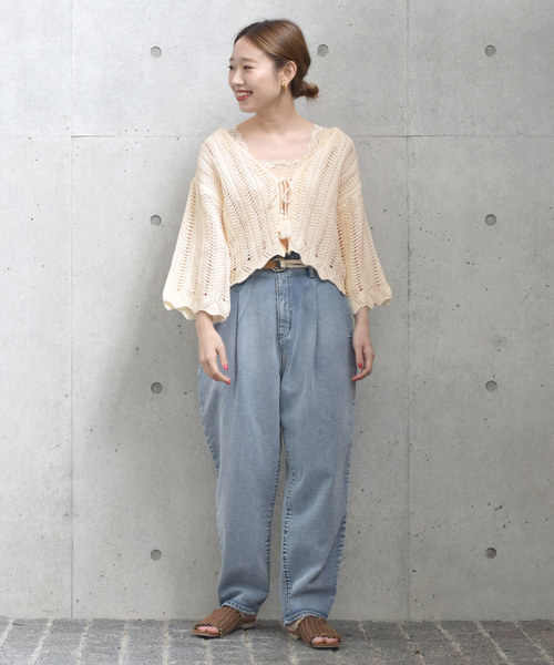 w closet（ダブルクローゼット）の「カギ針編み透かし編みカーディガン（ニット/セーター・レディース・ミント/ライトベージュ/キナリ・FREE）」の10枚目の写真