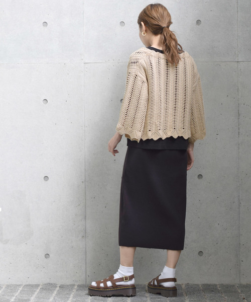 w closet（ダブルクローゼット）の「カギ針編み透かし編みカーディガン（ニット/セーター・レディース・ミント/ライトベージュ/キナリ・FREE）」の13枚目の写真