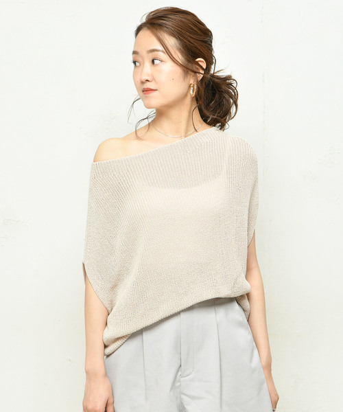 DouDou（ドゥドゥ）の「畦ゆるフレンチプルオーバー（ニット/セーター・レディース・ブラウン/ベージュ/ホワイト系その他・FREE）」の2枚目の写真