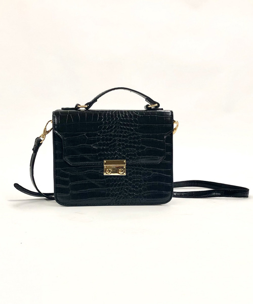 archives（アルシーヴ）の「クロコアコーディオンショルダー（ショルダーバッグ・レディース・ブラック/ブラウン・MEDIUM）」の2枚目の写真
