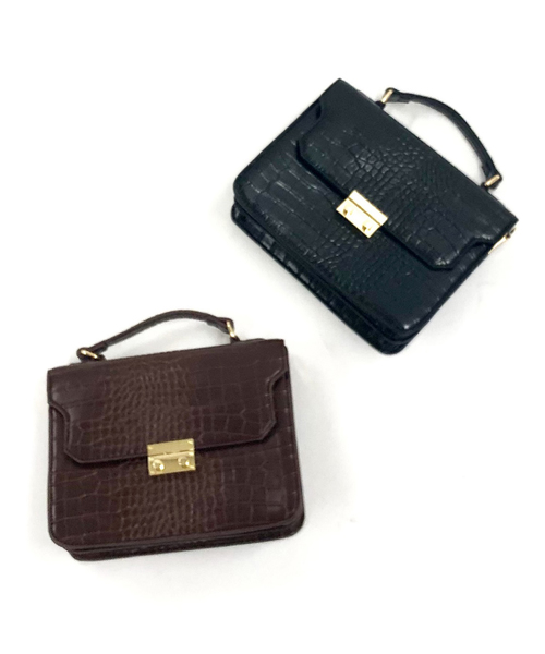 archives（アルシーヴ）の「クロコアコーディオンショルダー（ショルダーバッグ・レディース・ブラック/ブラウン・MEDIUM）」の6枚目の写真