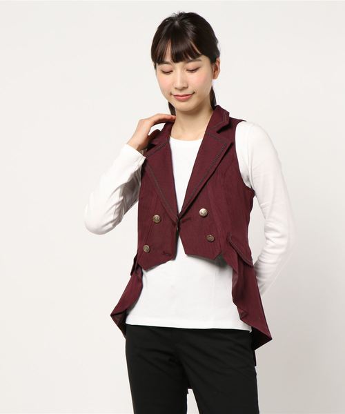 アダバット　Ｌsize ネイビー ボタン式 レディースロングベスト防風 アダバット Lsize ネイビー ボタン式 レディースロングベスト防風