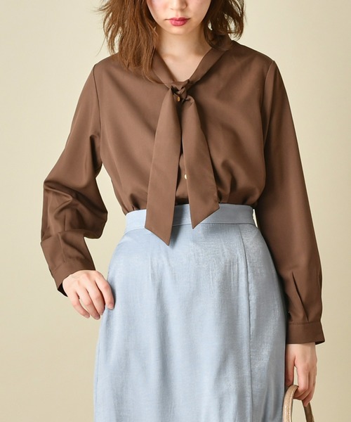 natural couture（ナチュラルクチュール）の「プチプラ2WAYボータイブラウス（シャツ/ブラウス・レディース・ベージュ/ブラウン/オフホワイト/その他1/その他2・FREE）」の3枚目の写真