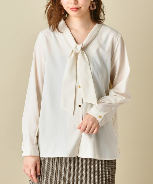 natural couture（ナチュラルクチュール）の「プチプラ2WAYボータイブラウス（シャツ/ブラウス・レディース・ベージュ/ブラウン/オフホワイト/その他1/その他2・FREE）」の8枚目の写真