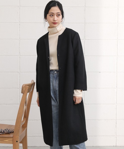 Bou Jeloudライトシャギーウールロングコート ウールライクノーカラーコート | ブージュルード(Bou Jeloud) | マルイ