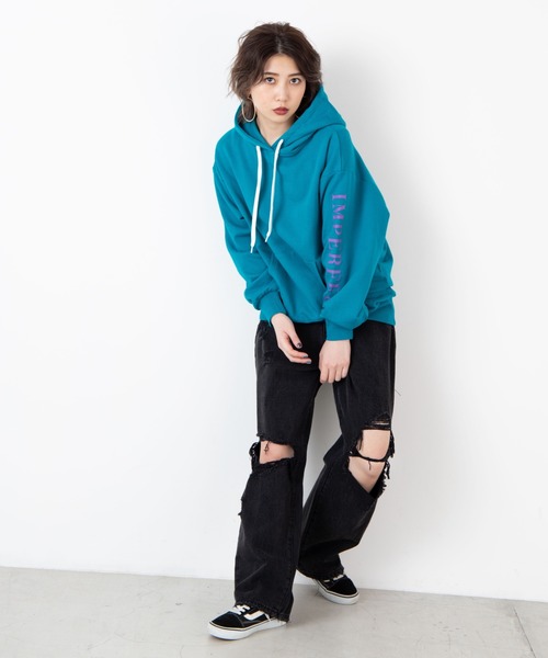 WEGO（ウィゴー）の「WEGO/浮世絵リフレクタービッグシルエットパーカー（パーカー・レディース・ホワイト/ブルー・FREE）」の6枚目の写真