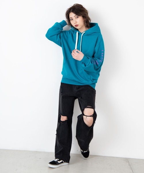 WEGO（ウィゴー）の「WEGO/浮世絵リフレクタービッグシルエットパーカー（パーカー・レディース・ホワイト/ブルー・FREE）」の7枚目の写真