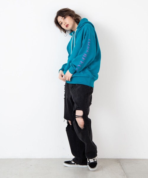 WEGO（ウィゴー）の「WEGO/浮世絵リフレクタービッグシルエットパーカー（パーカー・レディース・ホワイト/ブルー・FREE）」の8枚目の写真