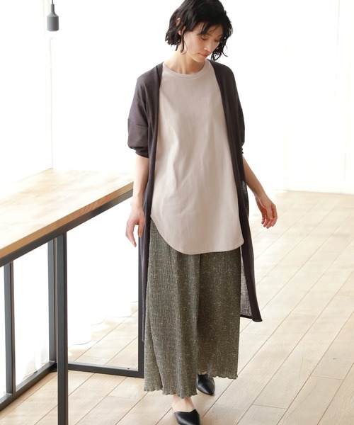 LAKOLE(ラコレ)の「14GリネンMIXロングカーディガン / LAKOLE(カーディガン/ボレロ・レディース・スモーク/ライトグレー/ベージュ・MEDIUM/SMALL)」の4枚目の写真