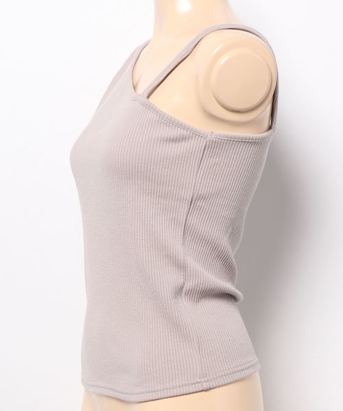 Mysa&Liina(ミーサリーナ)の「アシメリブキャミタンクトップ(タンクトップ・レディース・ブラック/アイボリー/カーキ/グレイッシュベージュ・M)」の6枚目の写真
