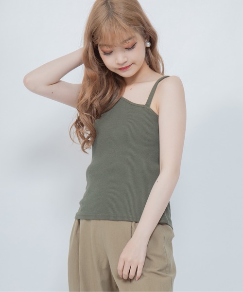 Mysa&Liina(ミーサリーナ)の「アシメリブキャミタンクトップ(タンクトップ・レディース・ブラック/アイボリー/カーキ/グレイッシュベージュ・M)」の20枚目の写真