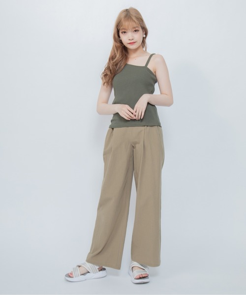 Mysa&Liina(ミーサリーナ)の「アシメリブキャミタンクトップ(タンクトップ・レディース・ブラック/アイボリー/カーキ/グレイッシュベージュ・M)」の22枚目の写真