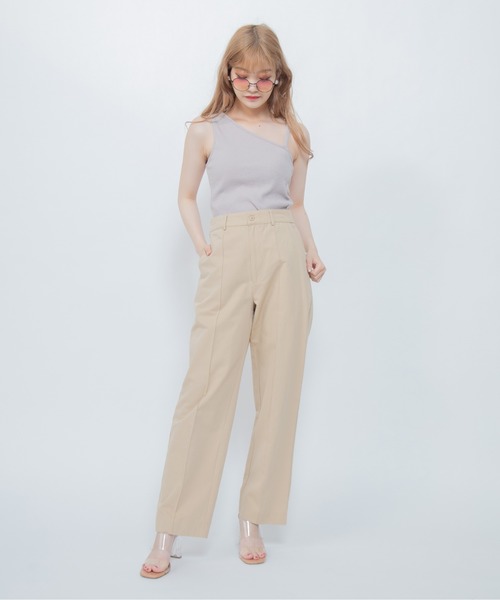 Mysa&Liina(ミーサリーナ)の「アシメリブキャミタンクトップ(タンクトップ・レディース・ブラック/アイボリー/カーキ/グレイッシュベージュ・M)」の10枚目の写真