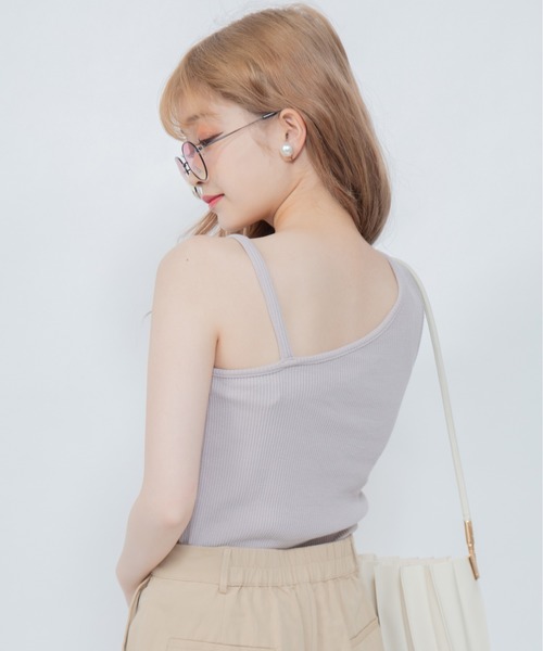 Mysa&Liina(ミーサリーナ)の「アシメリブキャミタンクトップ(タンクトップ・レディース・ブラック/アイボリー/カーキ/グレイッシュベージュ・M)」の12枚目の写真