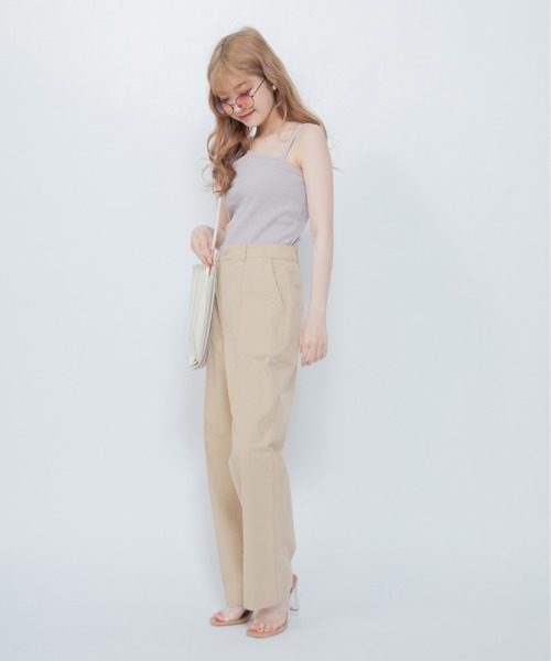 Mysa&Liina(ミーサリーナ)の「アシメリブキャミタンクトップ(タンクトップ・レディース・ブラック/アイボリー/カーキ/グレイッシュベージュ・M)」の8枚目の写真