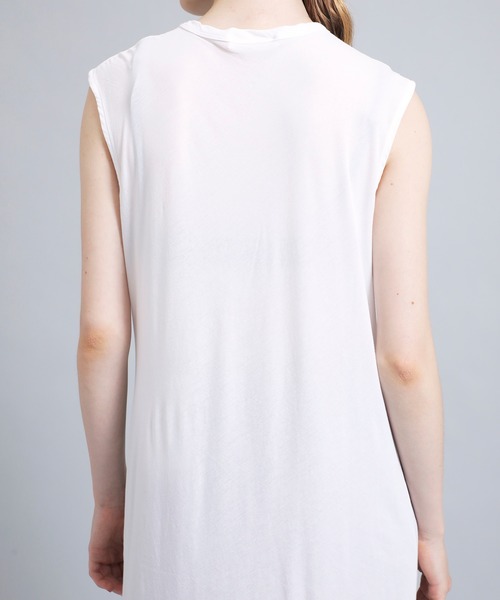 CINOH(チノ)ワンポケットスリーブレス・ノースリーブドレス　ロングワンピース CINOH/チノ】BLACK FORMAL SLIT SLEEVE DRESS/ブラック