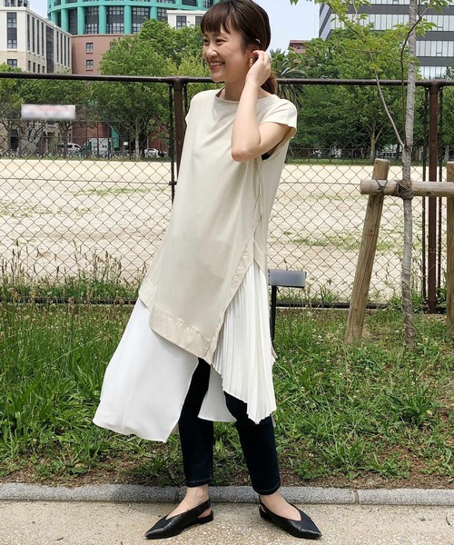 PICCIN(ピッチン)の「アシメ&レイヤードワンピース(ワンピース・レディース・ベージュ/ブラック/ピンク・L/M)」の2枚目の写真