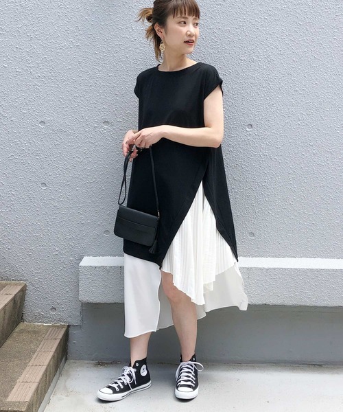 PICCIN(ピッチン)の「アシメ&レイヤードワンピース(ワンピース・レディース・ベージュ/ブラック/ピンク・L/M)」の1枚目の写真