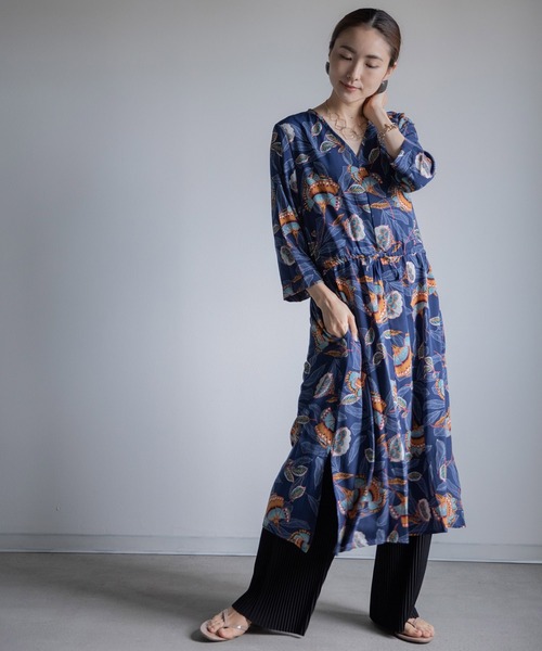 miniyu（ミニュウ）の「《WEB限定》アンティークフラワー和柄調・ワンピース（ワンピース・レディース・ブラック/ネイビー・FREE）」の19枚目の写真