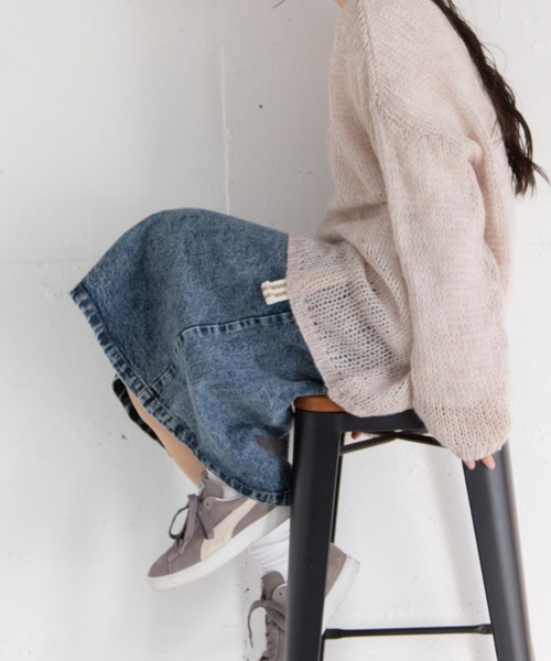 Mysa&Liina（ミーサリーナ）の「ベルト付きセミタイトスカート（デニムスカート・レディース・ブラック/サックスブルー/インディゴブルー/ブルー/アイボリー/サンドベージュ/ケミカルウォッシュ・M）」の2枚目の写真