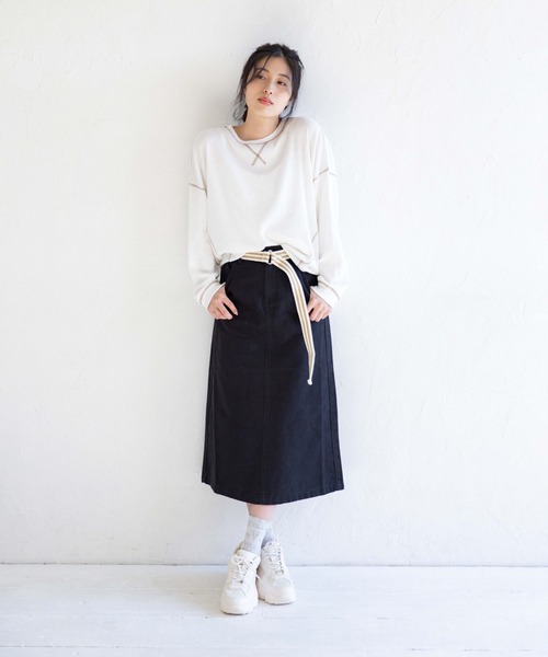 Mysa&Liina（ミーサリーナ）の「ベルト付きセミタイトスカート（デニムスカート・レディース・ブラック/サックスブルー/インディゴブルー/ブルー/アイボリー/サンドベージュ/ケミカルウォッシュ・M）」の19枚目の写真