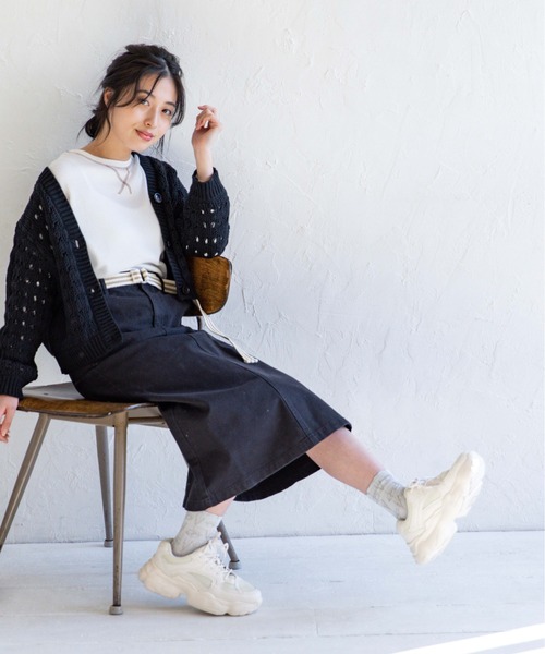 Mysa&Liina（ミーサリーナ）の「ベルト付きセミタイトスカート（デニムスカート・レディース・ブラック/サックスブルー/インディゴブルー/ブルー/アイボリー/サンドベージュ/ケミカルウォッシュ・M）」の22枚目の写真