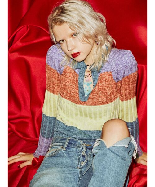 jouetie（ジュエティ）の「ベーシックスキッパーニット（ニット/セーター・レディース・ブラック/パープル/ピンク/グリーン・MEDIUM）」の4枚目の写真