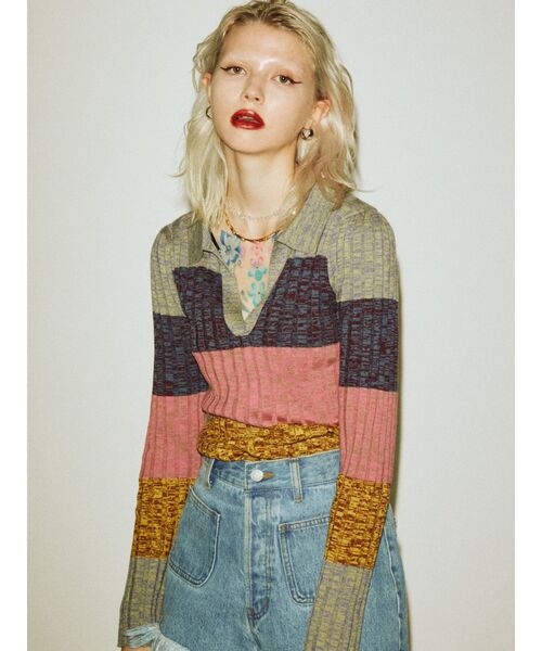 jouetie（ジュエティ）の「ベーシックスキッパーニット（ニット/セーター・レディース・ブラック/パープル/ピンク/グリーン・MEDIUM）」の6枚目の写真