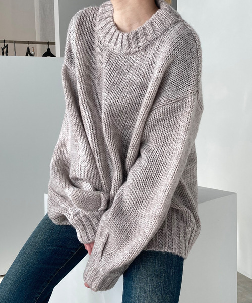 c.u.l(シーユーエル)の「【c.u.l】モヘアタッチ ニットプルオーバー culz9(ニット/セーター・レディース・グリーン/グレイッシュベージュ・FREE)」の1枚目の写真