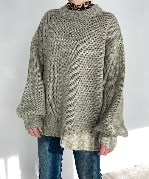 c.u.l(シーユーエル)の「【c.u.l】モヘアタッチ ニットプルオーバー culz9(ニット/セーター・レディース・グリーン/グレイッシュベージュ・FREE)」の2枚目の写真