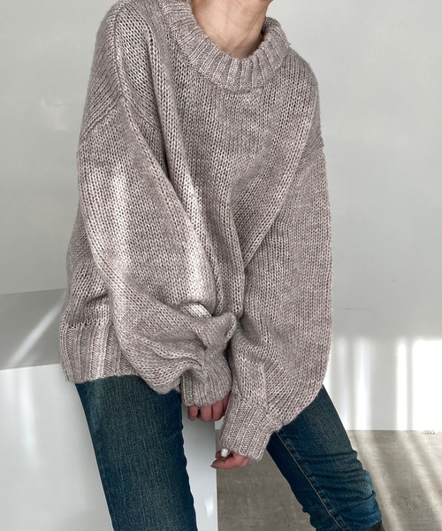 c.u.l(シーユーエル)の「【c.u.l】モヘアタッチ ニットプルオーバー culz9(ニット/セーター・レディース・グリーン/グレイッシュベージュ・FREE)」の6枚目の写真
