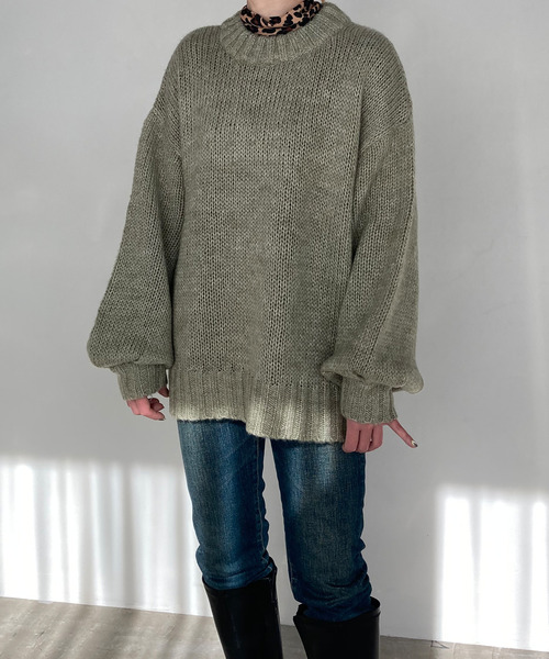 c.u.l(シーユーエル)の「【c.u.l】モヘアタッチ ニットプルオーバー culz9(ニット/セーター・レディース・グリーン/グレイッシュベージュ・FREE)」の17枚目の写真