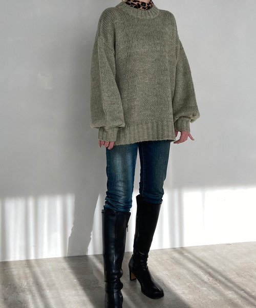 c.u.l(シーユーエル)の「【c.u.l】モヘアタッチ ニットプルオーバー culz9(ニット/セーター・レディース・グリーン/グレイッシュベージュ・FREE)」の14枚目の写真