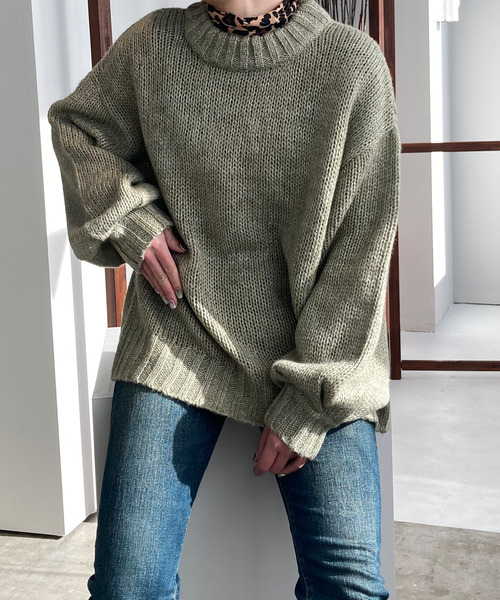 c.u.l(シーユーエル)の「【c.u.l】モヘアタッチ ニットプルオーバー culz9(ニット/セーター・レディース・グリーン/グレイッシュベージュ・FREE)」の18枚目の写真