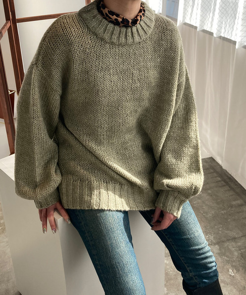 c.u.l(シーユーエル)の「【c.u.l】モヘアタッチ ニットプルオーバー culz9(ニット/セーター・レディース・グリーン/グレイッシュベージュ・FREE)」の10枚目の写真