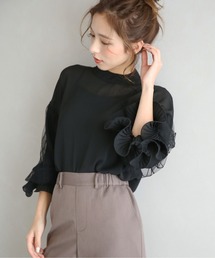 La-gemme（ラジェム）の「ボリュームレース袖スタンドカラートップス（シャツ/ブラウス）」
