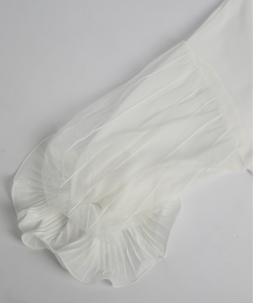 La-gemme(ラジェム)の「ボリュームレース袖スタンドカラートップス(シャツ/ブラウス・レディース・ホワイト/ブラック/ピンク/カーキブラウン・M/L)」の8枚目の写真