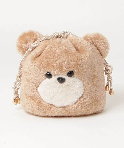 WEGO（ウィゴー）の「WEGO/ベア巾着ポーチ（ポーチ・レディース・ベージュ/ブラウン/オフホワイト・FREE）」の3枚目の写真