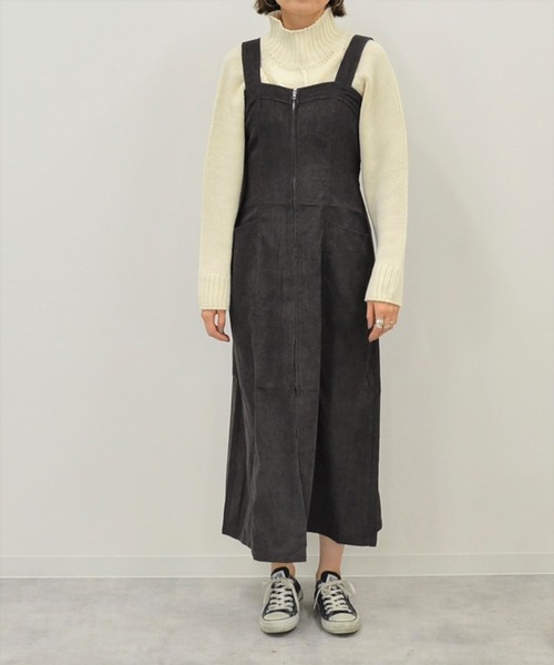 She's Closet（シーズクローゼット）の「Aラインコーデュロイロングジャンパースカート（ジャンパースカート・レディース・キャメル/チャコール・FREE）」の2枚目の写真
