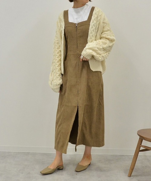 She's Closet（シーズクローゼット）の「Aラインコーデュロイロングジャンパースカート（ジャンパースカート・レディース・キャメル/チャコール・FREE）」の5枚目の写真