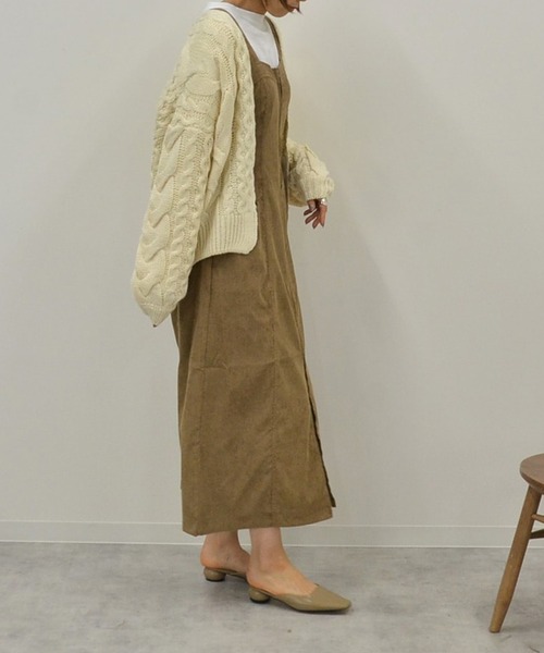 She's Closet（シーズクローゼット）の「Aラインコーデュロイロングジャンパースカート（ジャンパースカート・レディース・キャメル/チャコール・FREE）」の7枚目の写真