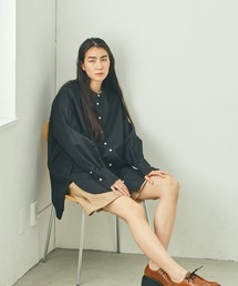 コットンバンドカラーオーバーシルエットシャツ