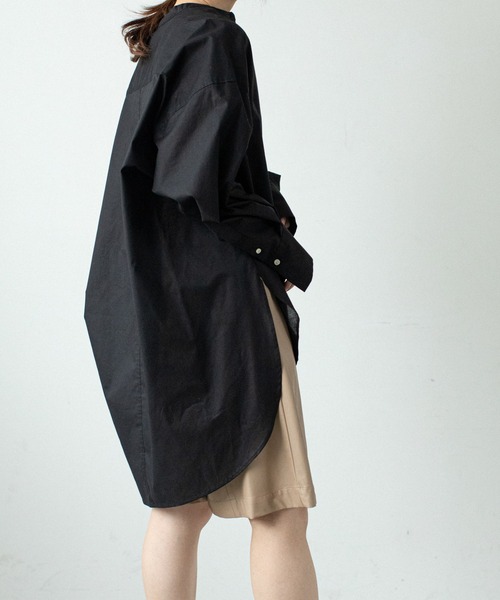 audrey and john wad(オードリーアンドジョンワッド)の「コットンバンドカラーオーバーシルエットシャツ(シャツ/ブラウス・レディース・ホワイト/ブラック・マルチサイズ)」の16枚目の写真