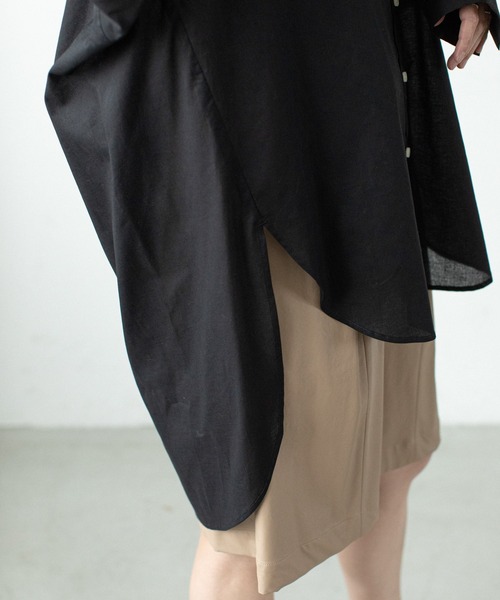 audrey and john wad(オードリーアンドジョンワッド)の「コットンバンドカラーオーバーシルエットシャツ(シャツ/ブラウス・レディース・ホワイト/ブラック・マルチサイズ)」の18枚目の写真