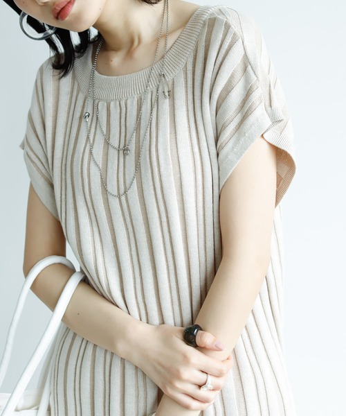 ニット セーター ストライプ 長袖 Vネック プルオーバー L2097 Amazon.co.jp: ニット セーター レディース 女性用ニットVネック