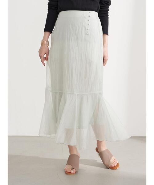 earth music&ecology（アースミュージックアンドエコロジー）の「シアーフレアスカート ＊（スカート・レディース・ブラック/ピンク/ミント・FREE）」の9枚目の写真