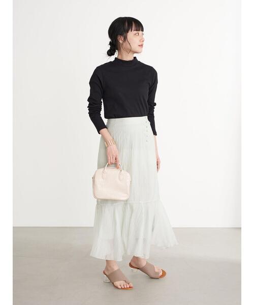 earth music&ecology（アースミュージックアンドエコロジー）の「シアーフレアスカート ＊（スカート・レディース・ブラック/ピンク/ミント・FREE）」の7枚目の写真